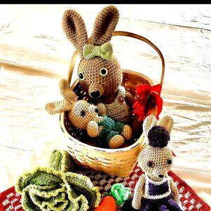 Crocheted Bunny Family